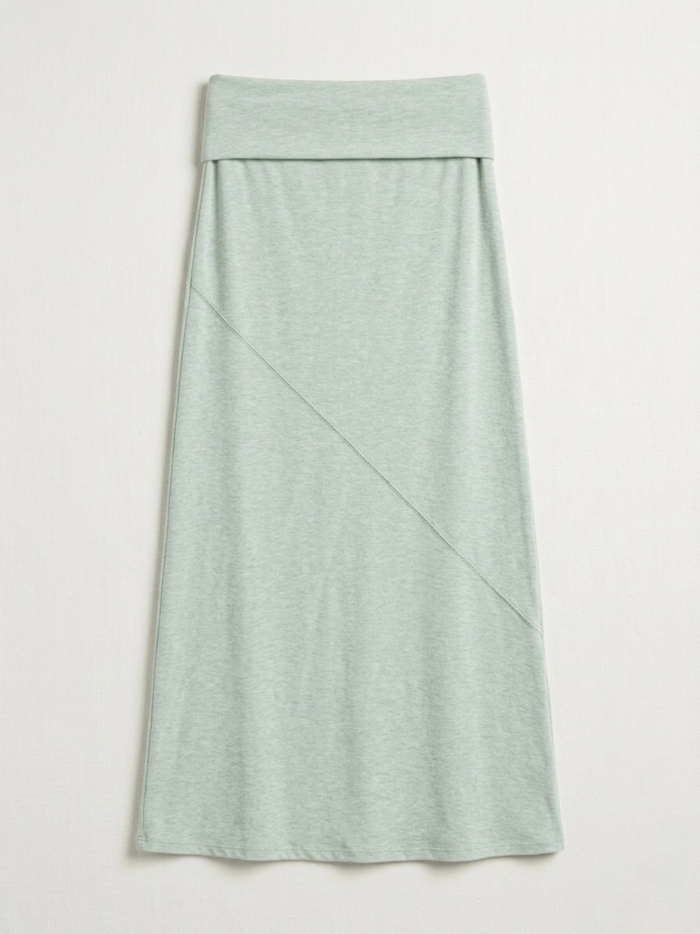 Promesa Fold-Over Waist Maxi Skirt in Sage Green Silver Grey